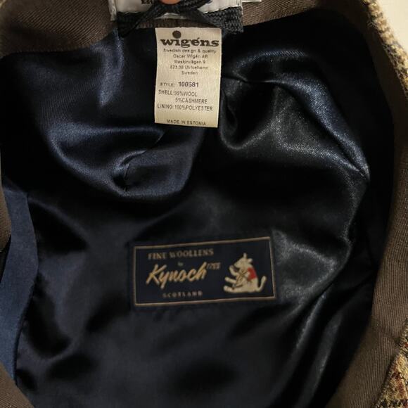 Vtg Wigens Kynoch Newsboy Cap Mens 57 Medium Brown Wool Cashmere‎ Herringbone - Picture 9 of 9